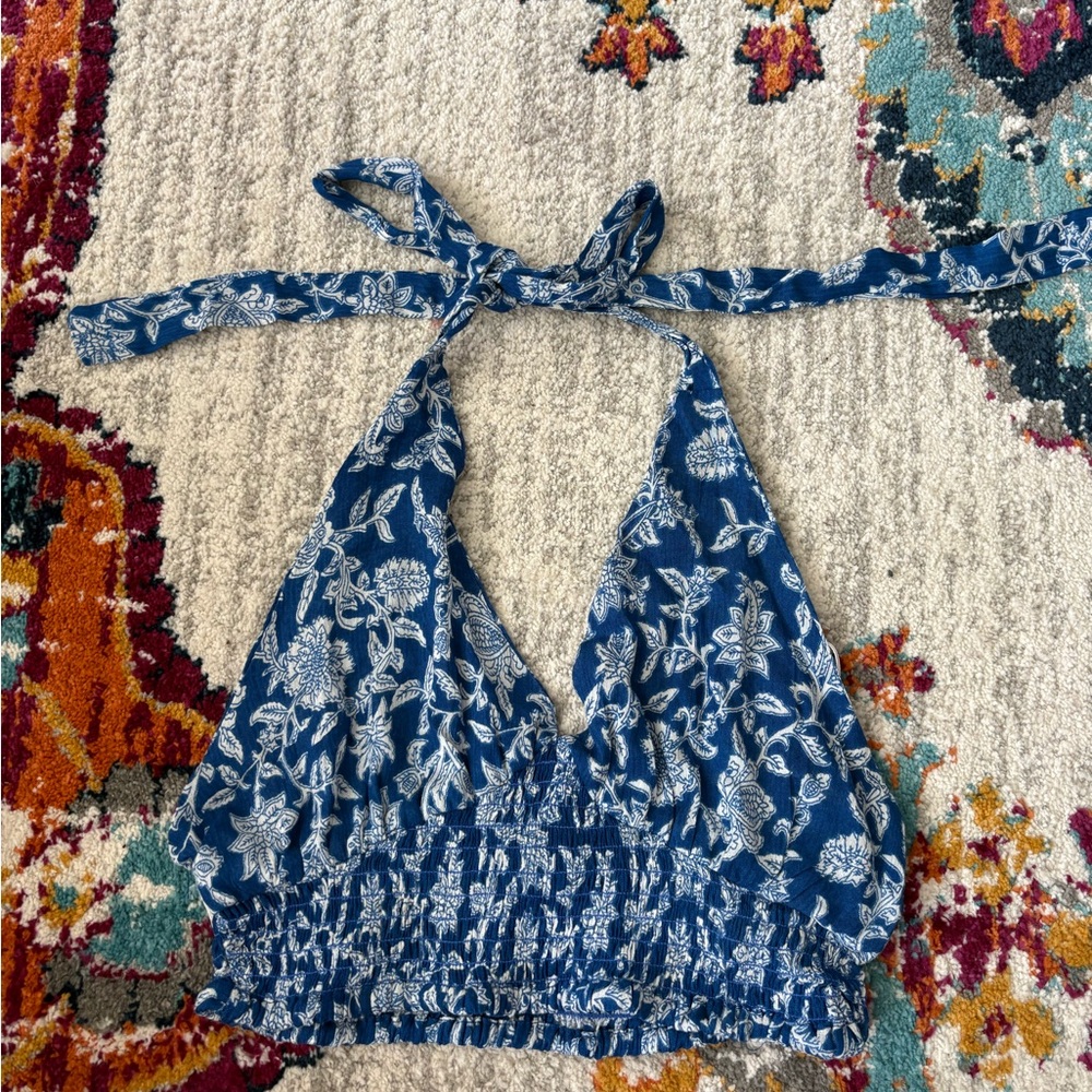 Floral Blue Halter Top